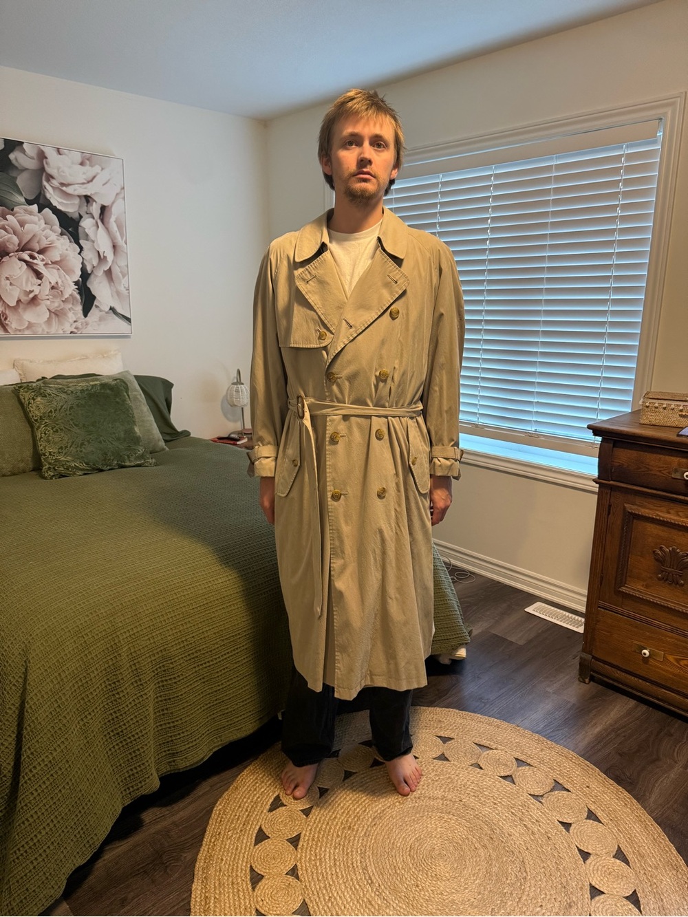 Burberrys of London Double-Breasted Trench Coat with Belt